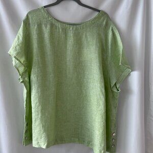 Cynthia Rowley | Sleeveless Shirt | Lime Green | Shell Buttons | Size 3X | NWT